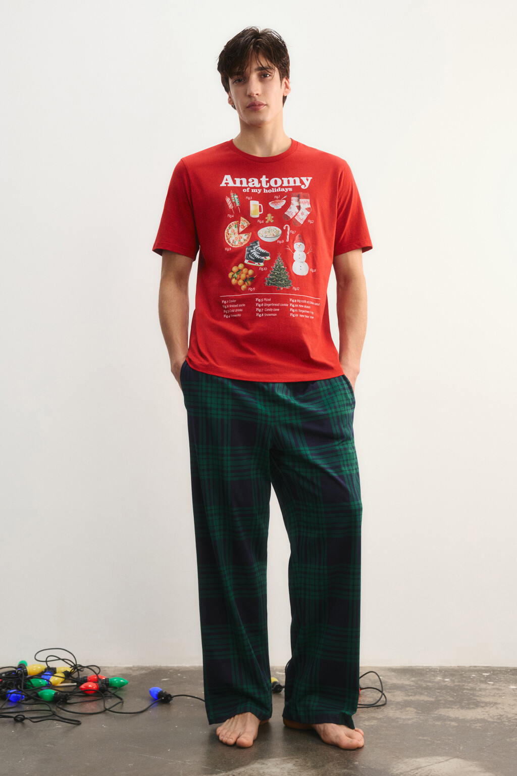 Брюки пижамные в клетку - цвет зеленый - 4