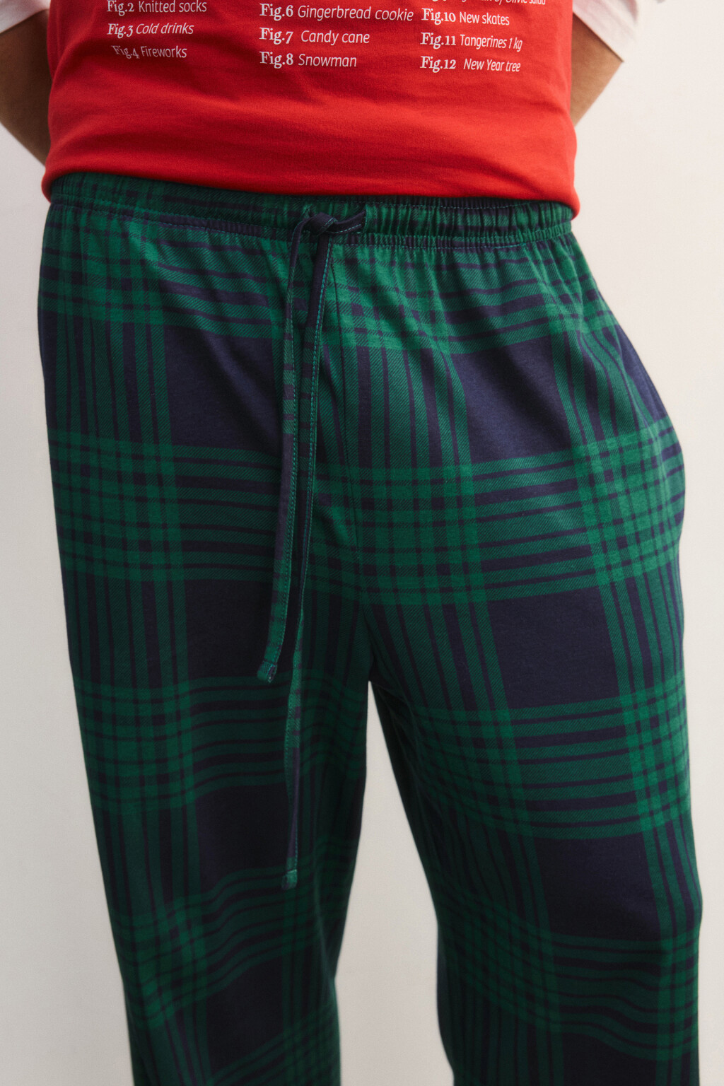 Брюки пижамные в клетку - цвет зеленый - 5