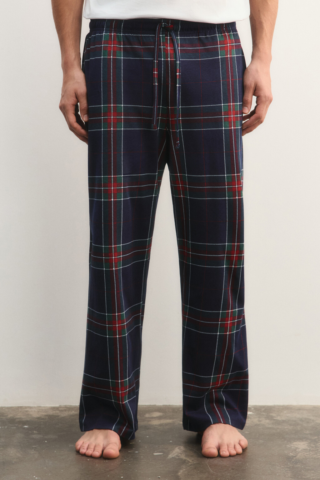 Брюки пижамные в клетку - цвет синий - 3