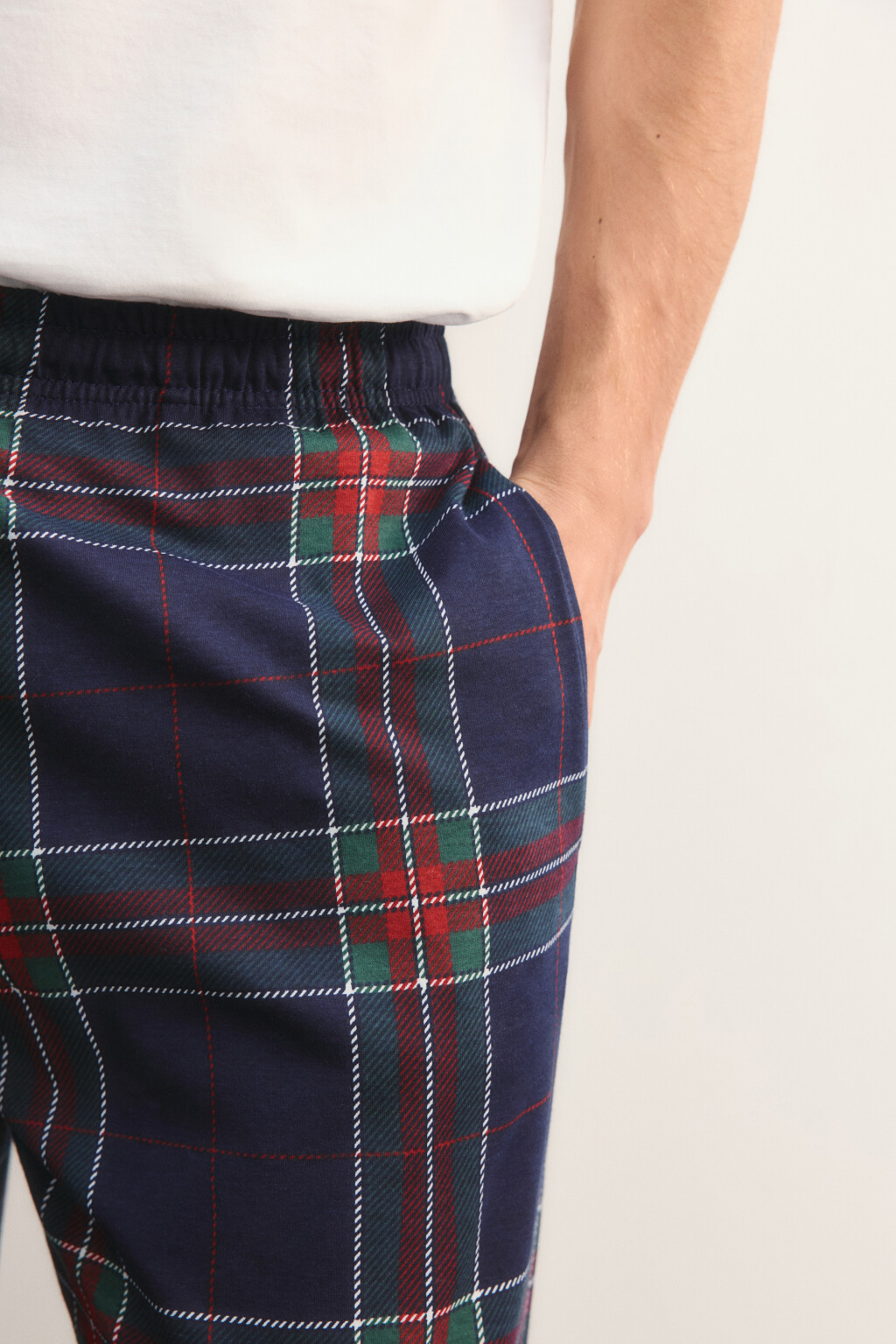 Брюки пижамные в клетку - цвет синий - 7