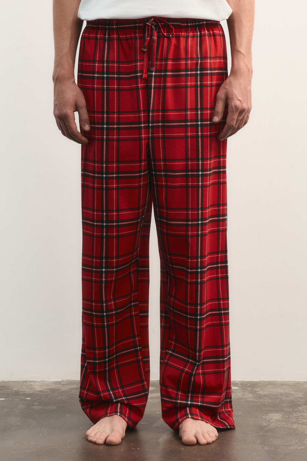 Брюки пижамные в клетку - цвет красный - 3