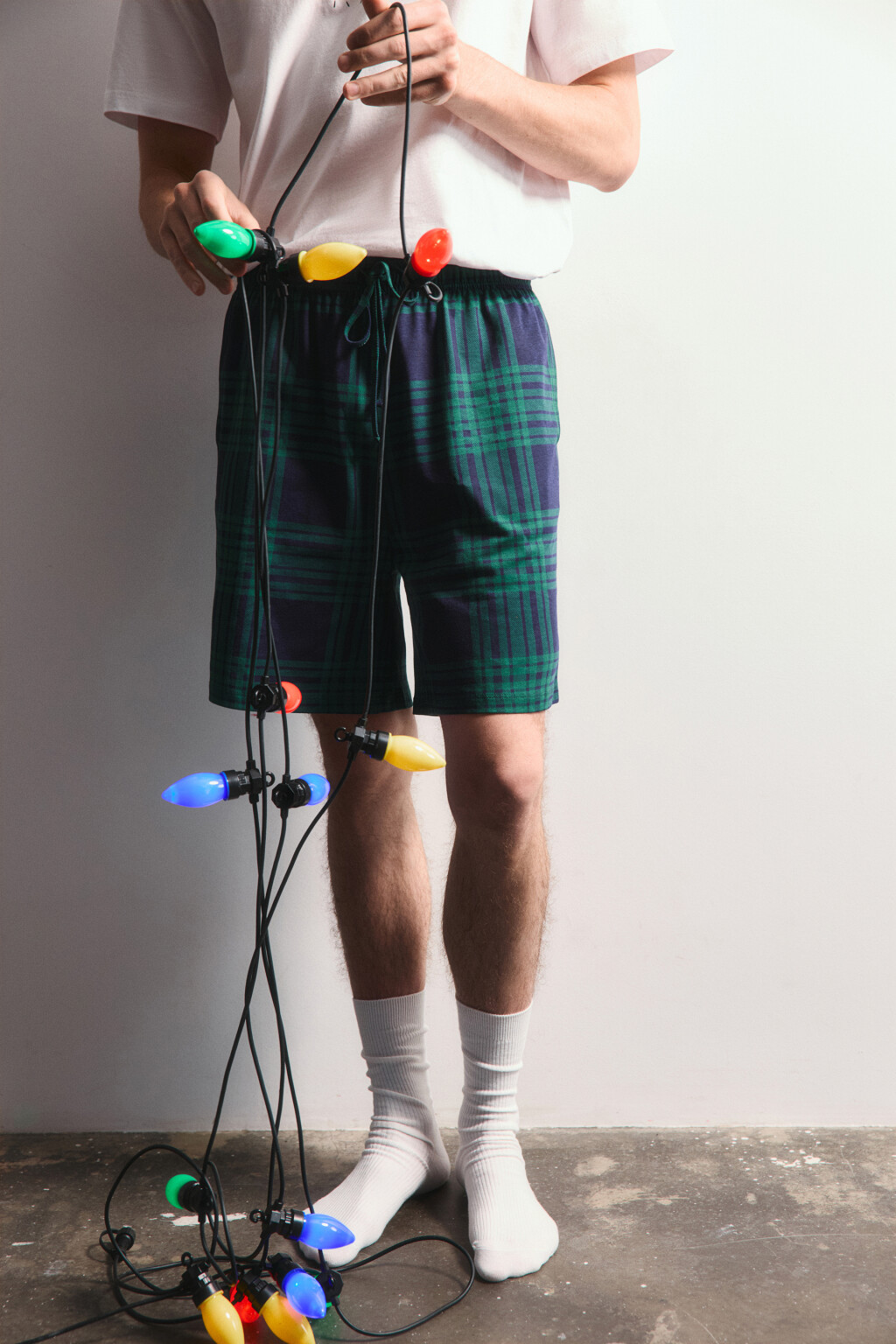 Шорты пижамные в клетку - цвет зеленый - 1