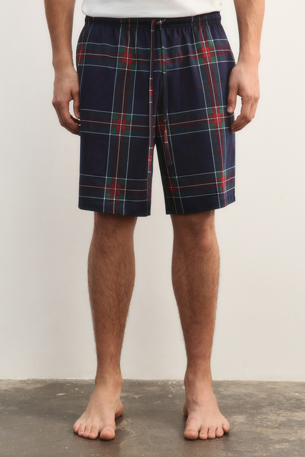 Шорты пижамные в клетку - цвет синий - 3