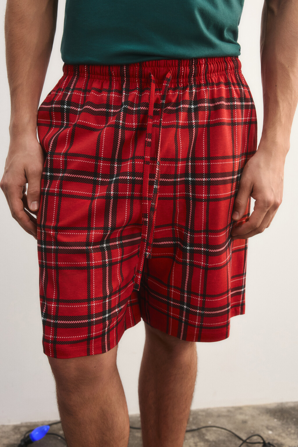 Шорты пижамные в клетку - цвет красный - 5