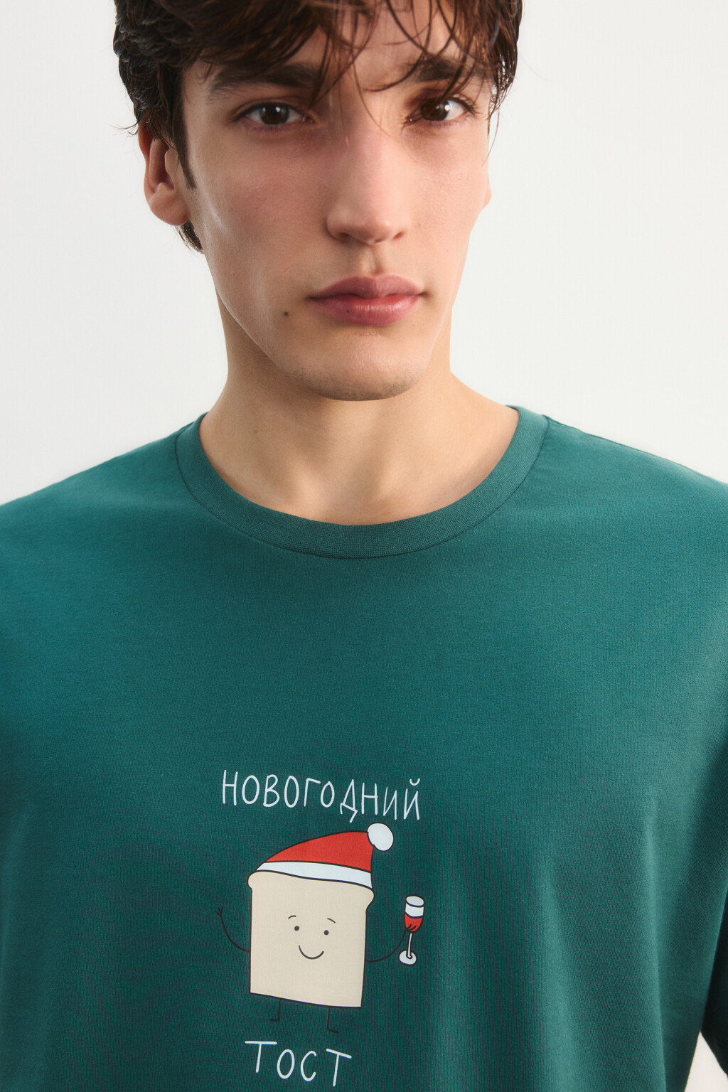 Футболка пижамная с новогодним принтом - цвет зеленый - 6