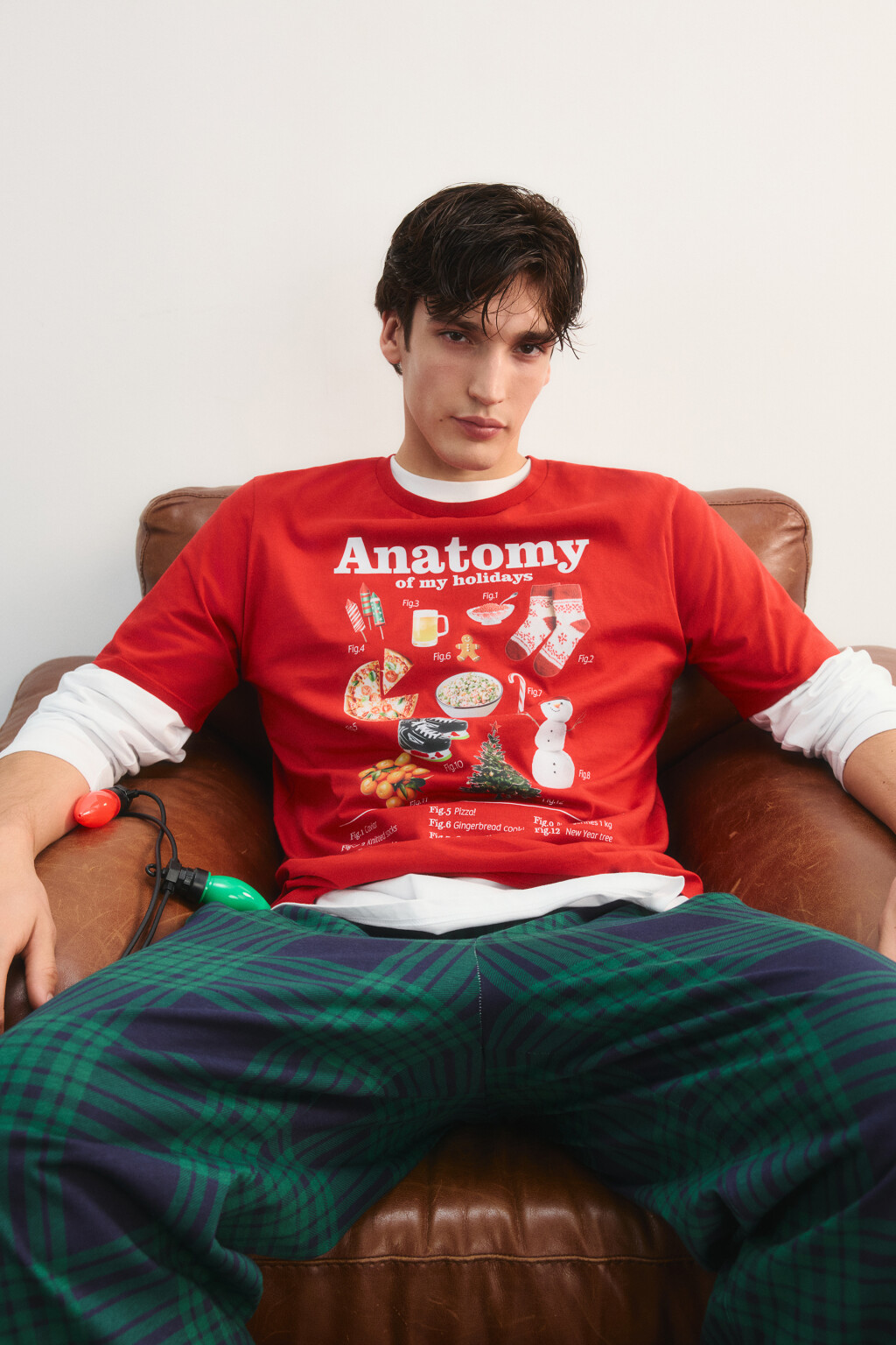 Футболка пижамная с новогодним принтом - цвет красный - 2