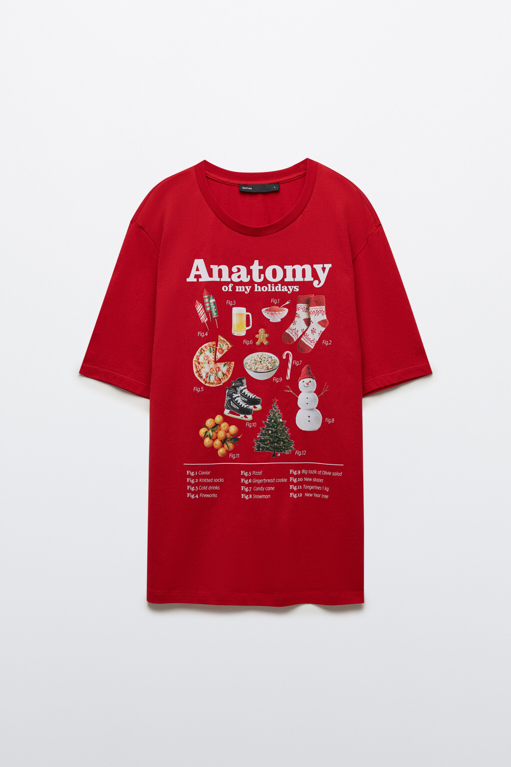 Футболка пижамная с новогодним принтом - цвет красный - 9