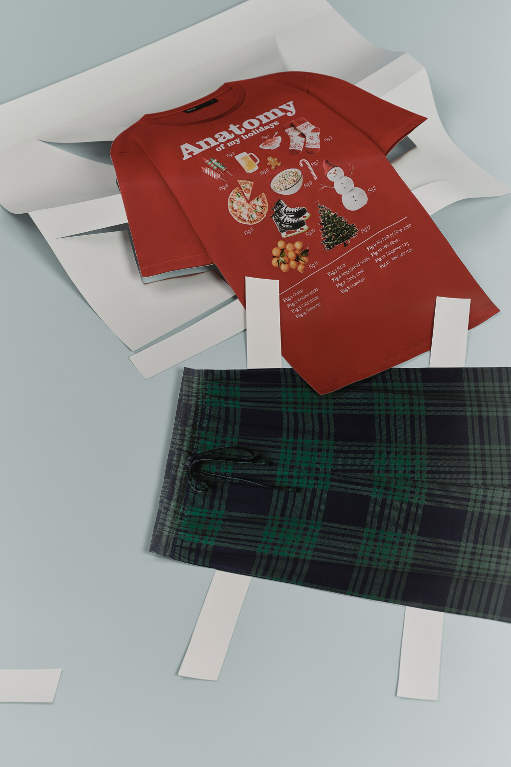 Футболка пижамная с новогодним принтом - цвет красный - 1