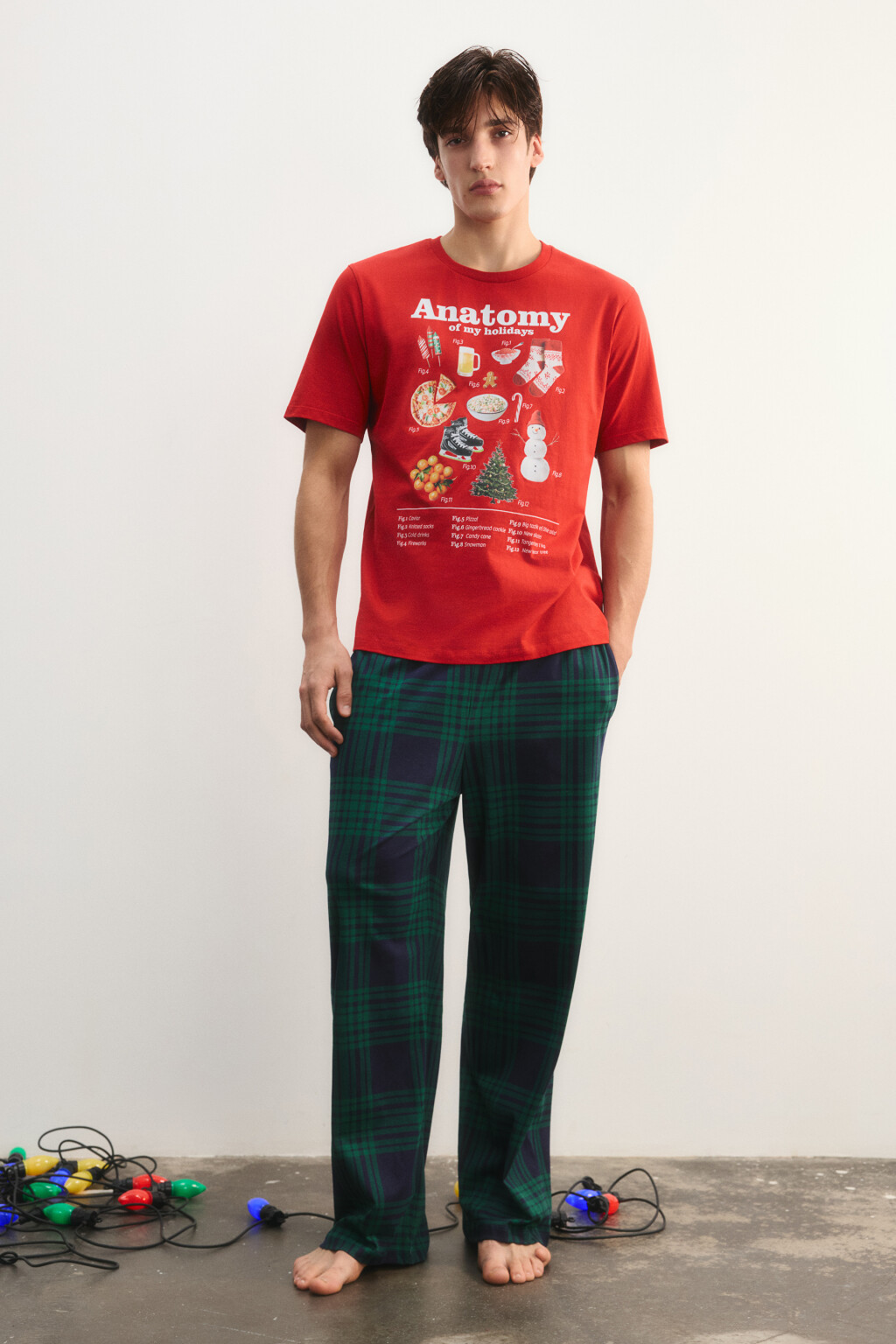 Футболка пижамная с новогодним принтом - цвет красный - 6