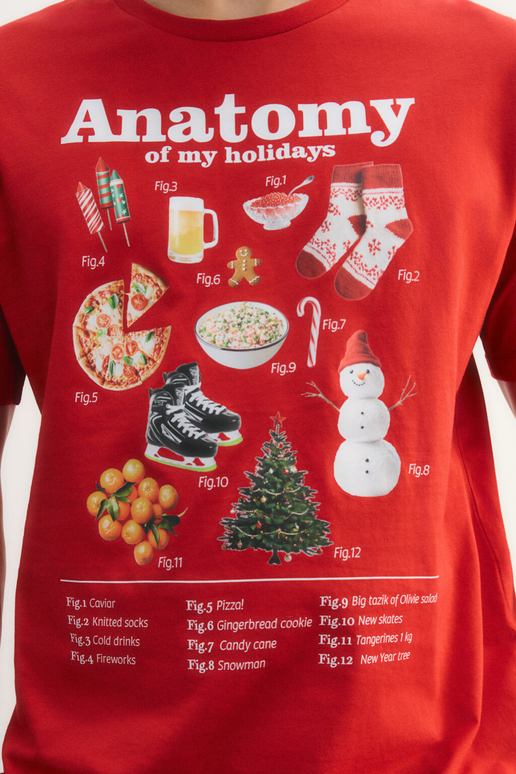 Футболка пижамная с новогодним принтом - цвет красный - 7