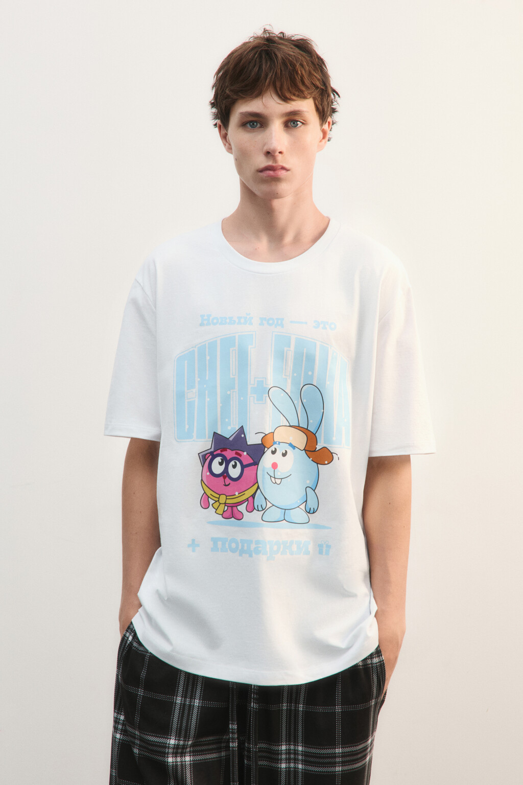 Футболка с новогодним принтом - цвет белый - 3