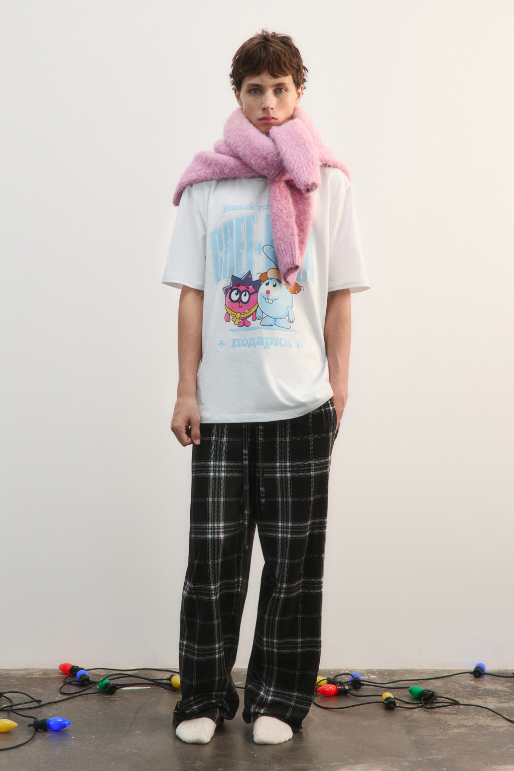 Футболка с новогодним принтом - цвет белый - 5