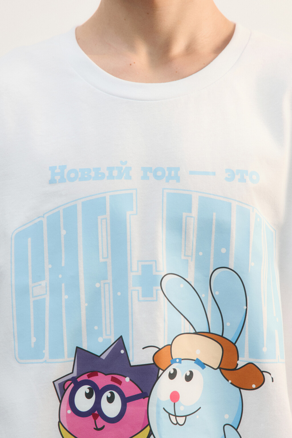 Футболка с новогодним принтом - цвет белый - 6