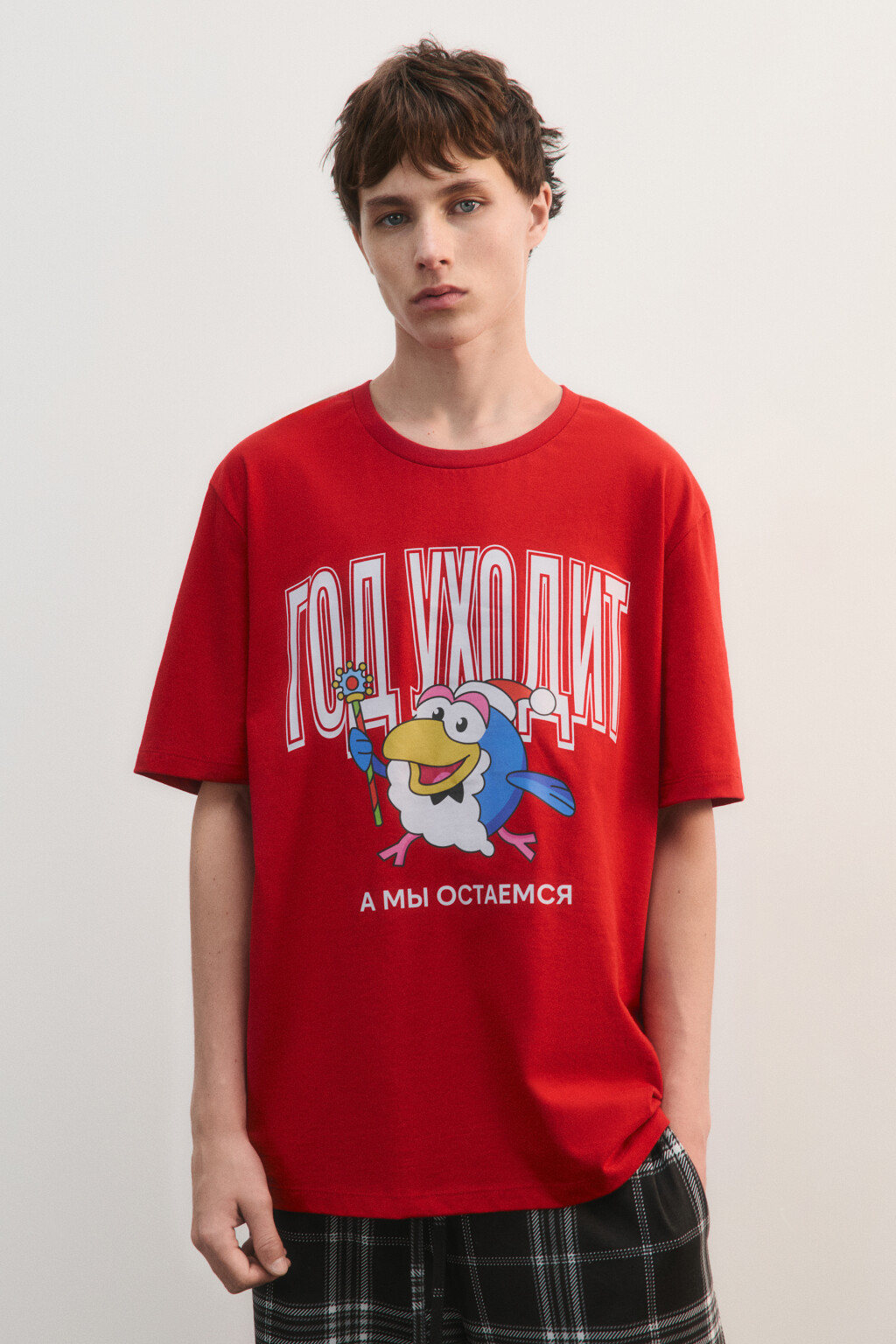 Футболка с новогодним принтом - цвет красный - 3