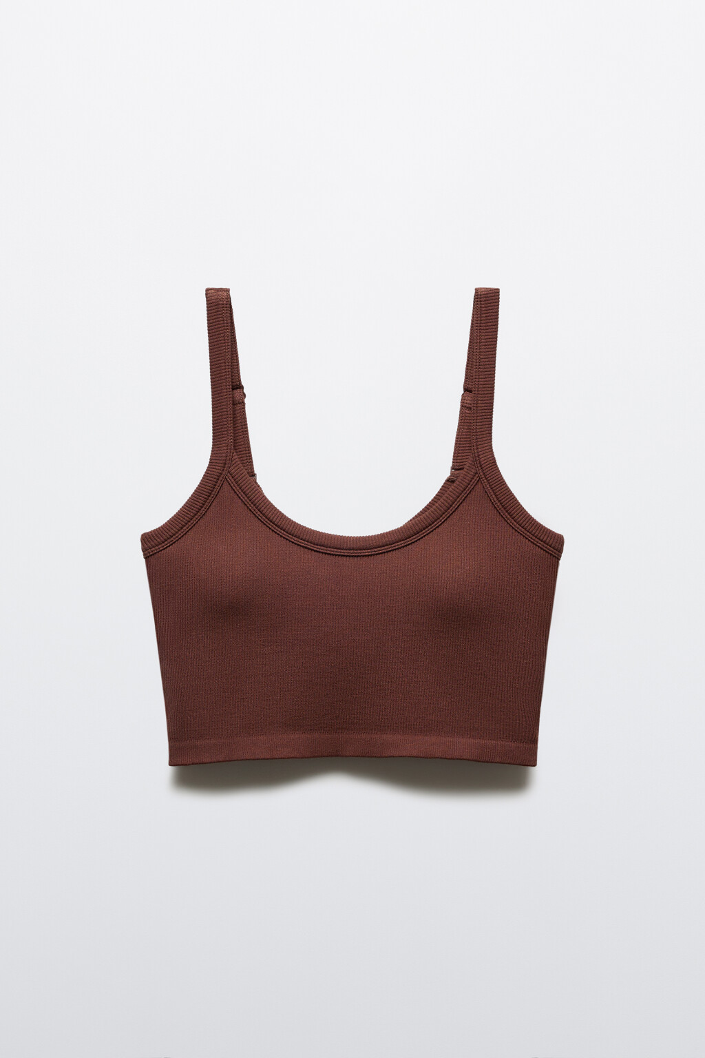 Майка-топ бесшовная в рубчик - цвет коричневый - 5