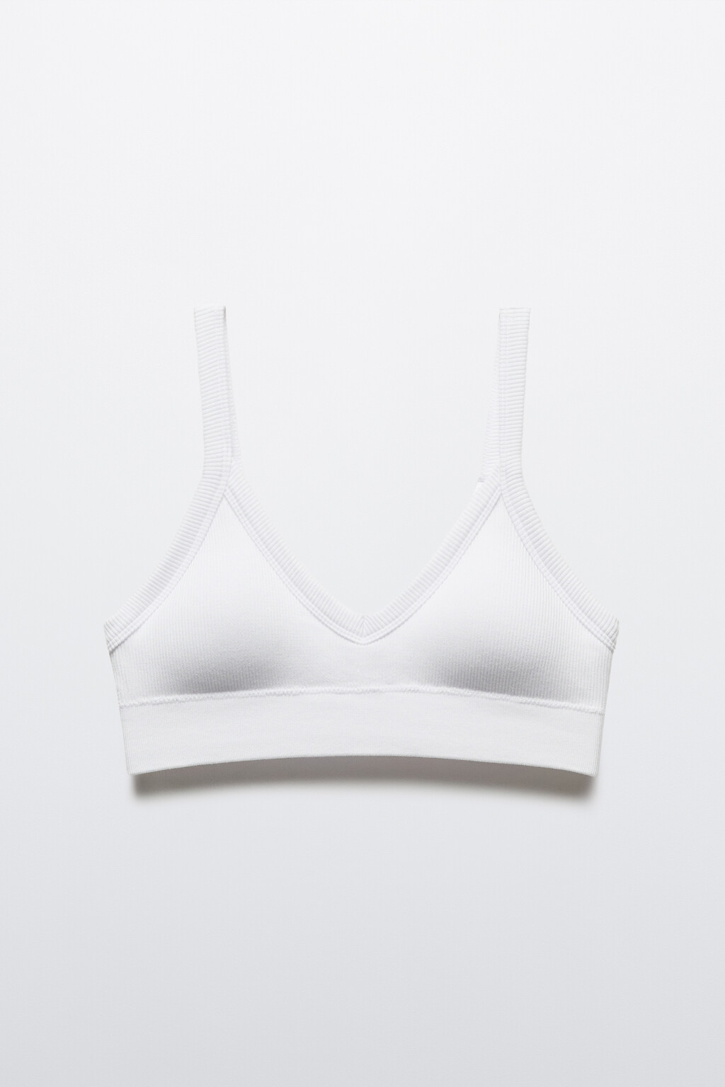 Бюстгальтер-топ бесшовный в рубчик - цвет белый - 5