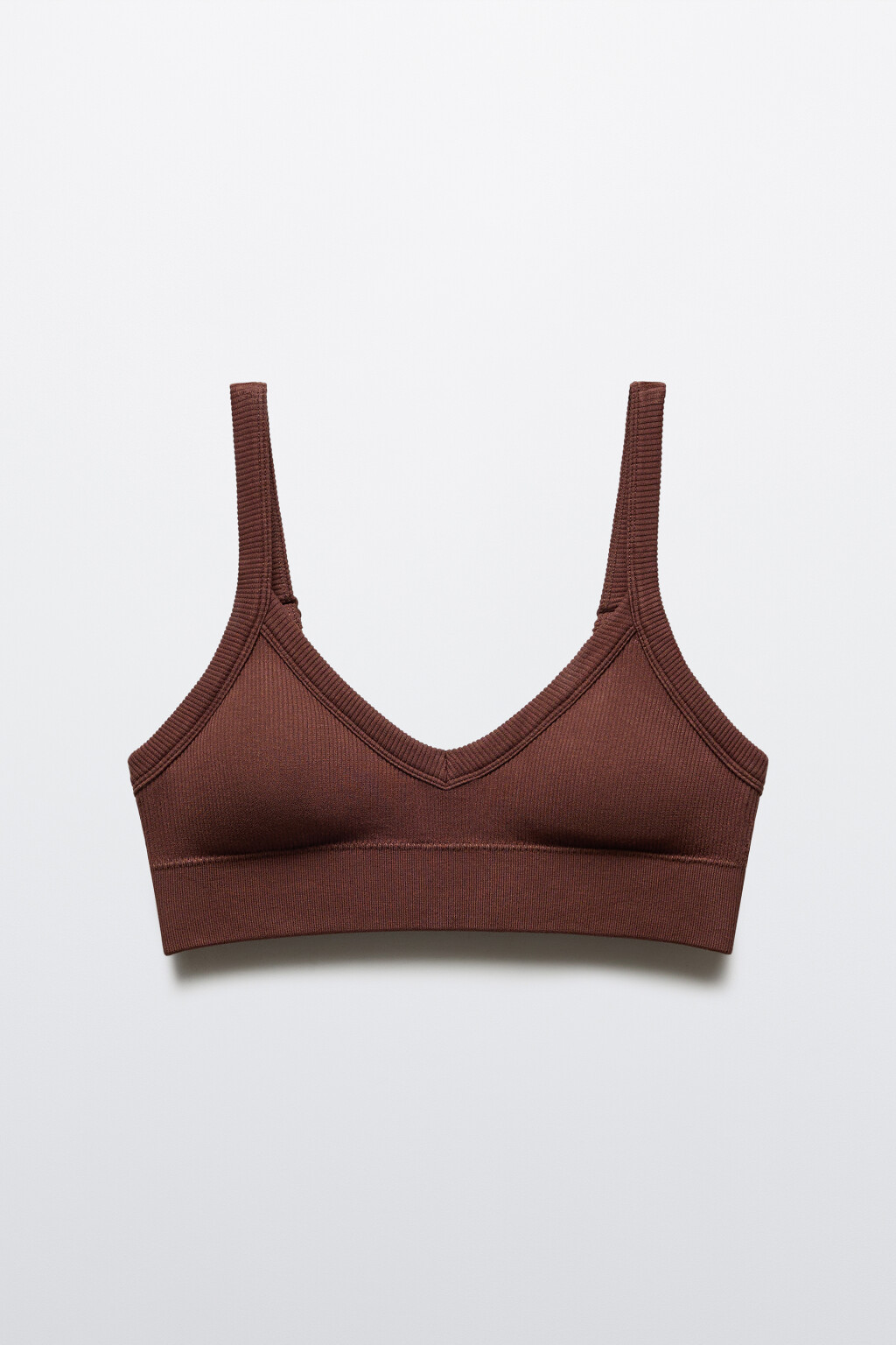 Бюстгальтер-топ бесшовный в рубчик - цвет коричневый - 5
