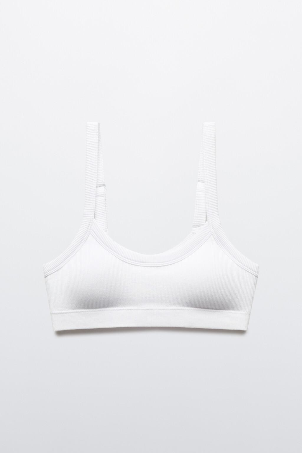 Бюстгальтер-топ бесшовный в рубчик - цвет белый - 1