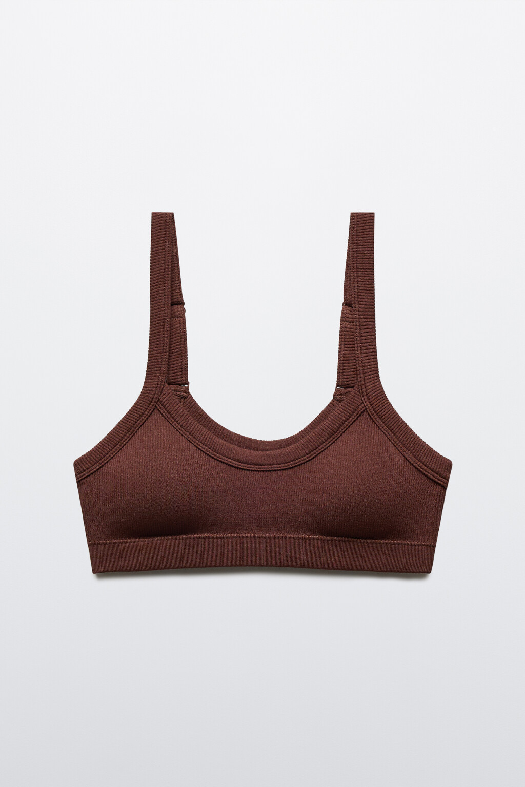 Бюстгальтер-топ бесшовный в рубчик - цвет коричневый - 5