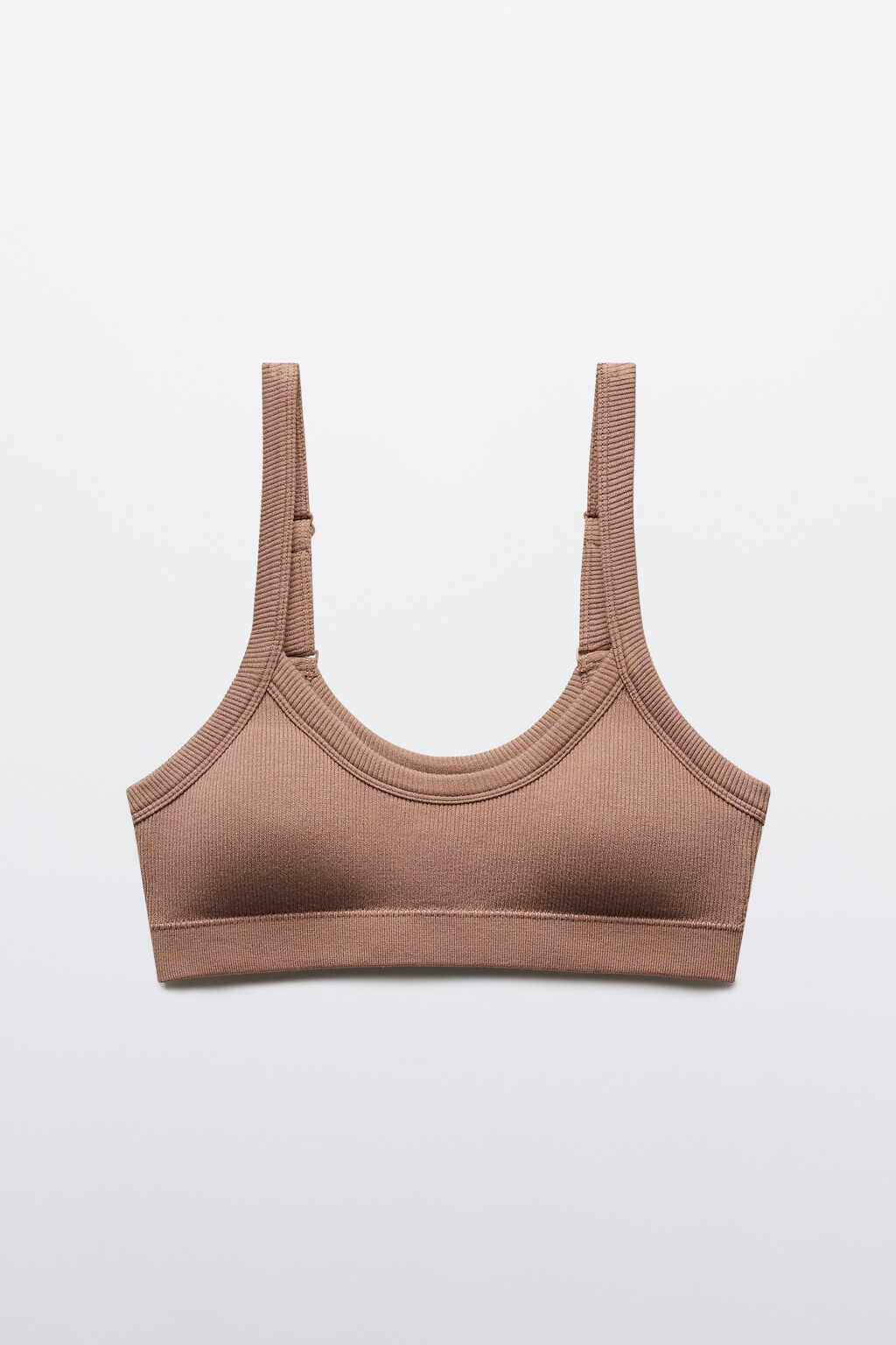 Бюстгальтер-топ бесшовный в рубчик - цвет коричневый - 5