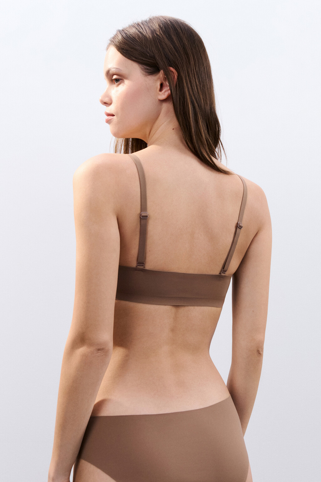 Бюстгальтер-топ на тонких бретелях - цвет коричневый - 3