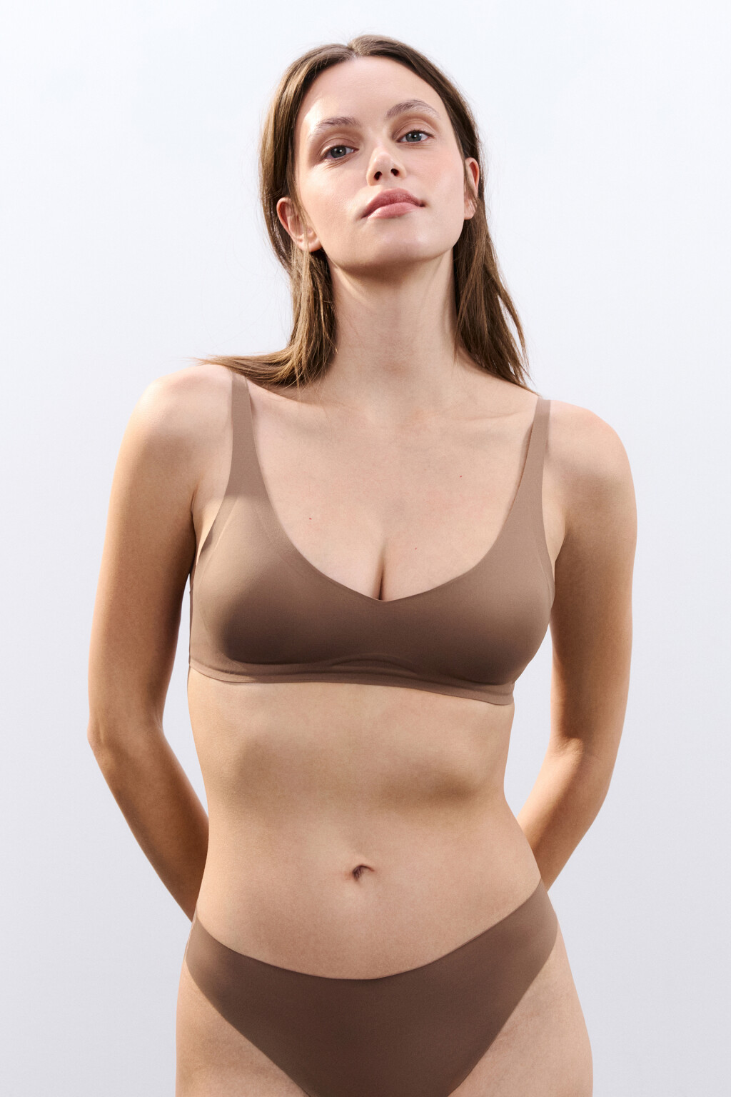 Бюстгальтер базовый на косточках - цвет коричневый - 2