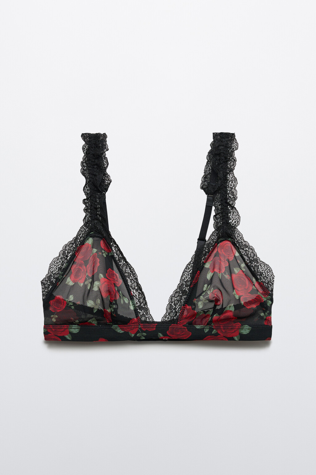Бюстгальтер-бралетт с кружевом и принтом - цвет красный - 5