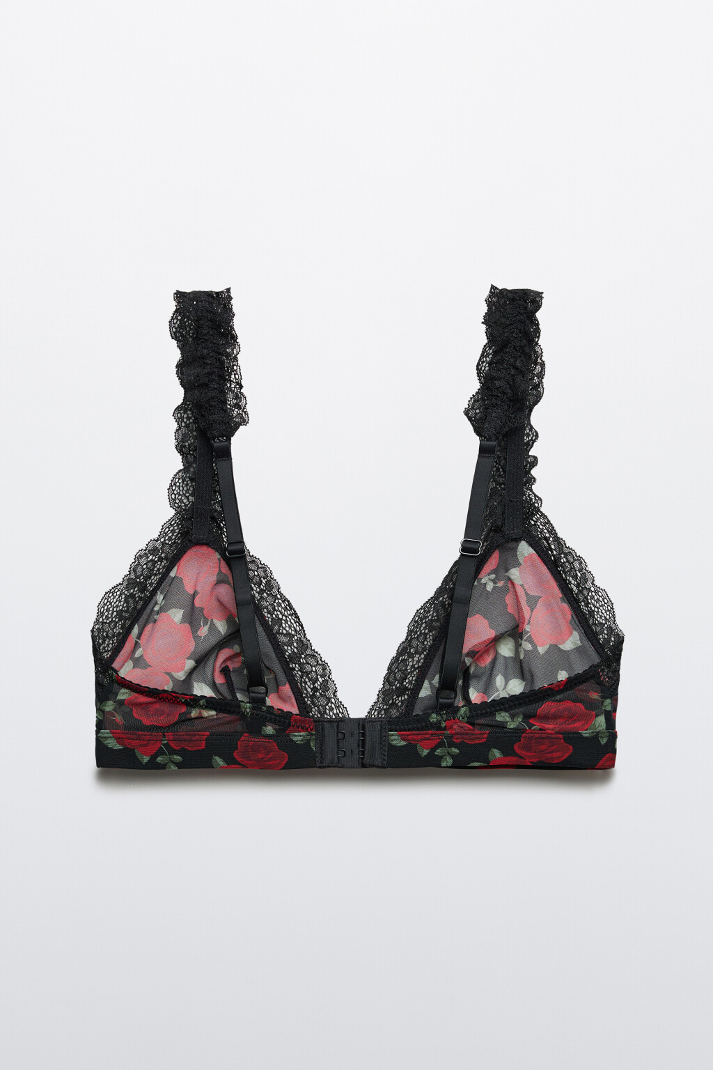 Бюстгальтер-бралетт с кружевом и принтом - цвет красный - 6