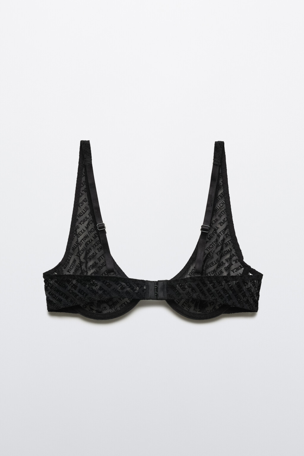 Бюстгальтер из сетки с бархатным принтом - цвет черный - 6