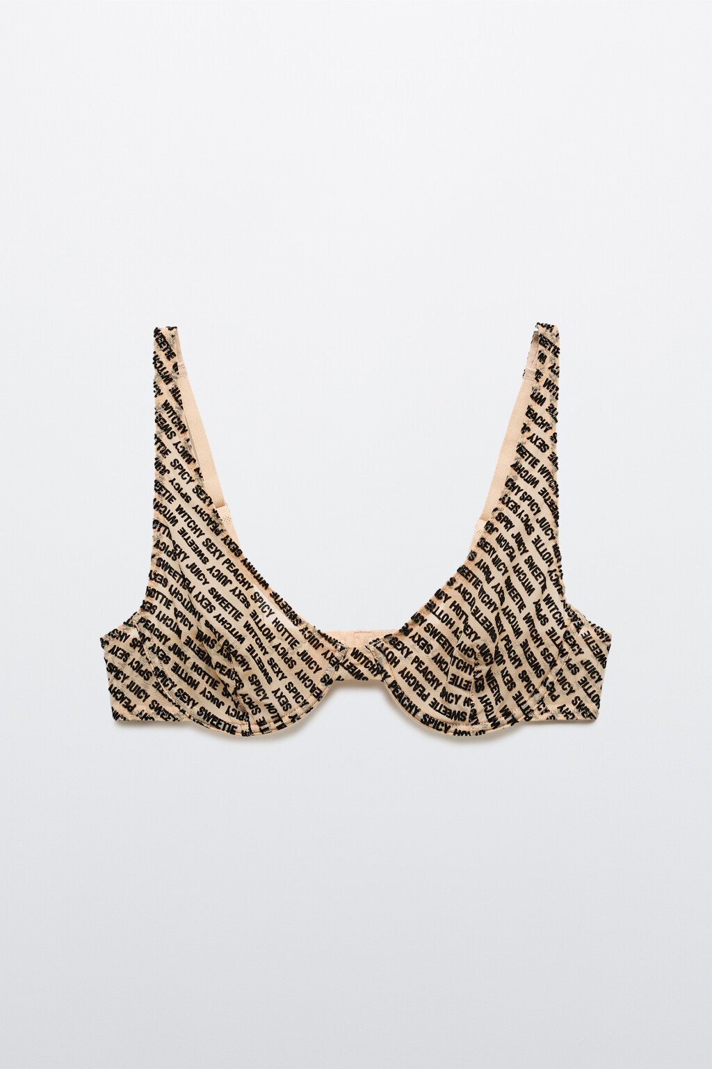 Бюстгальтер из сетки с бархатным принтом - цвет бежевый - 5