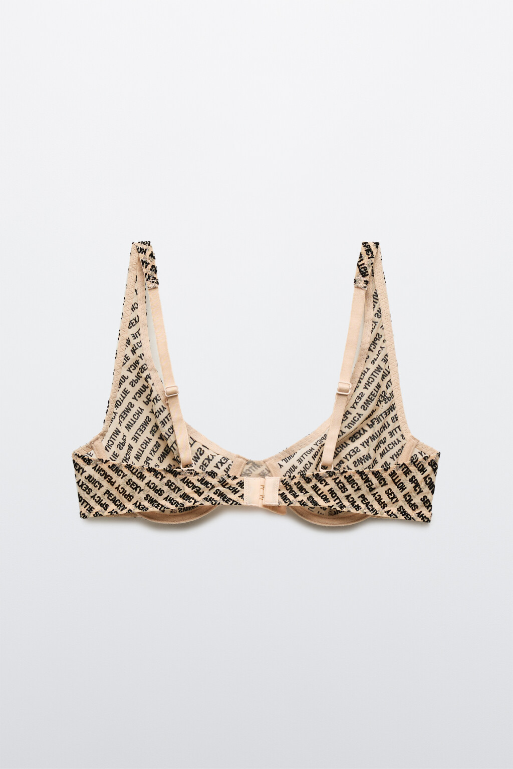 Бюстгальтер из сетки с бархатным принтом - цвет бежевый - 6