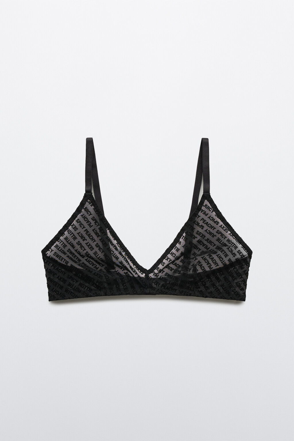 Бюстгальтер из сетки с бархатным принтом - цвет черный - 5