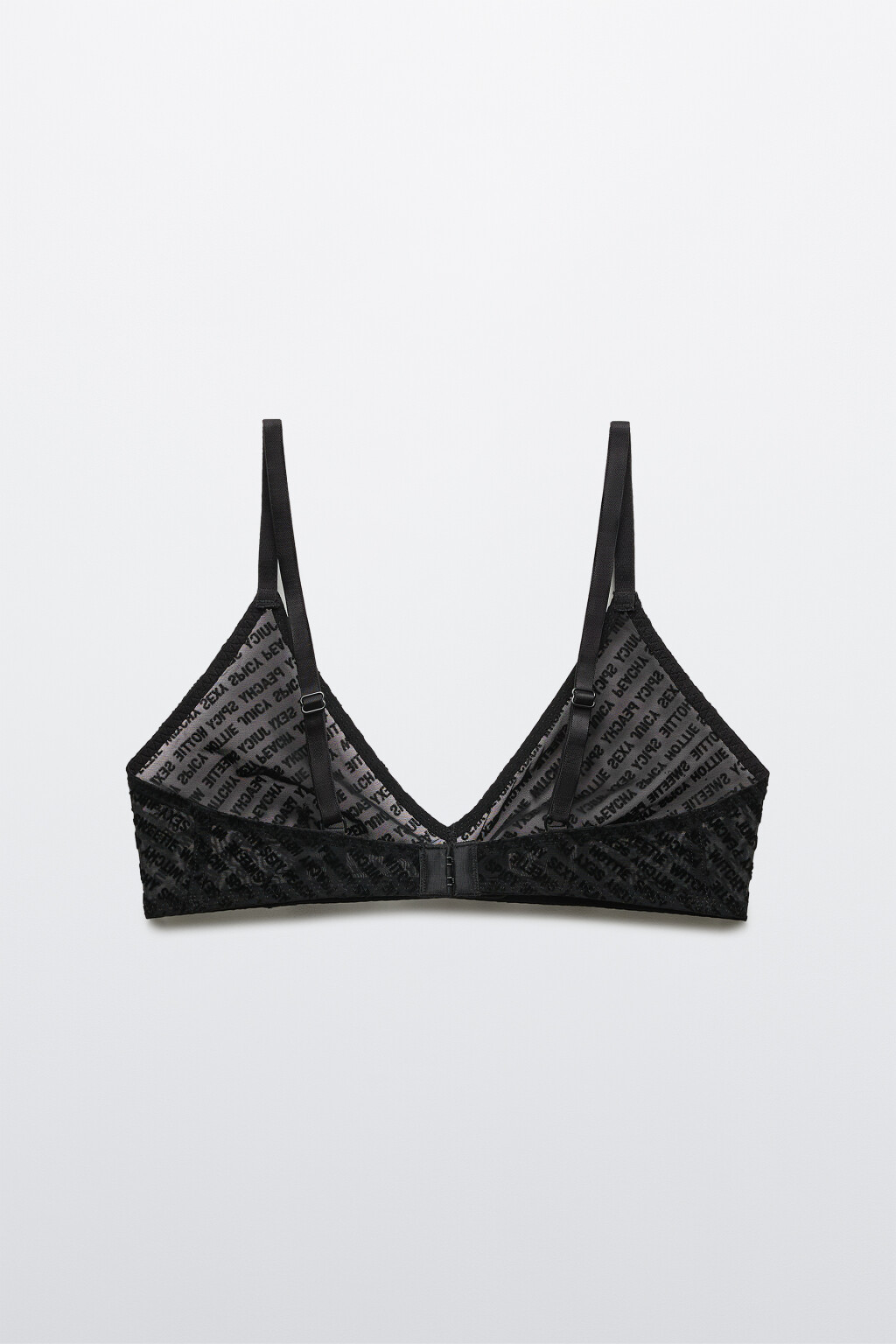 Бюстгальтер из сетки с бархатным принтом - цвет черный - 6