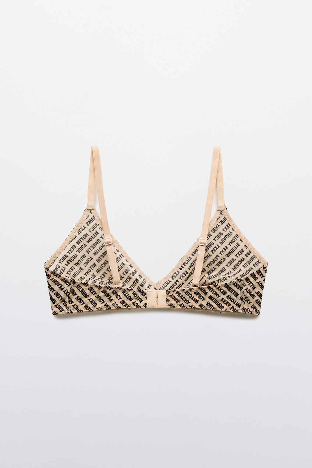 Бюстгальтер из сетки с бархатным принтом - цвет бежевый - 6