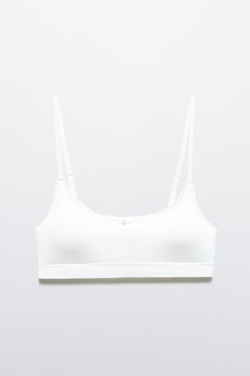 Бюстгальтер-топ бесшовный ажурный - цвет белый - 1