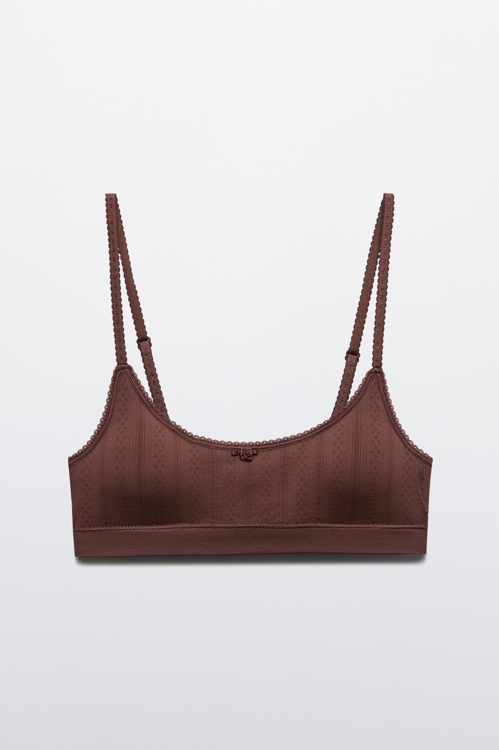 Бюстгальтер-топ бесшовный ажурный - цвет коричневый - 1