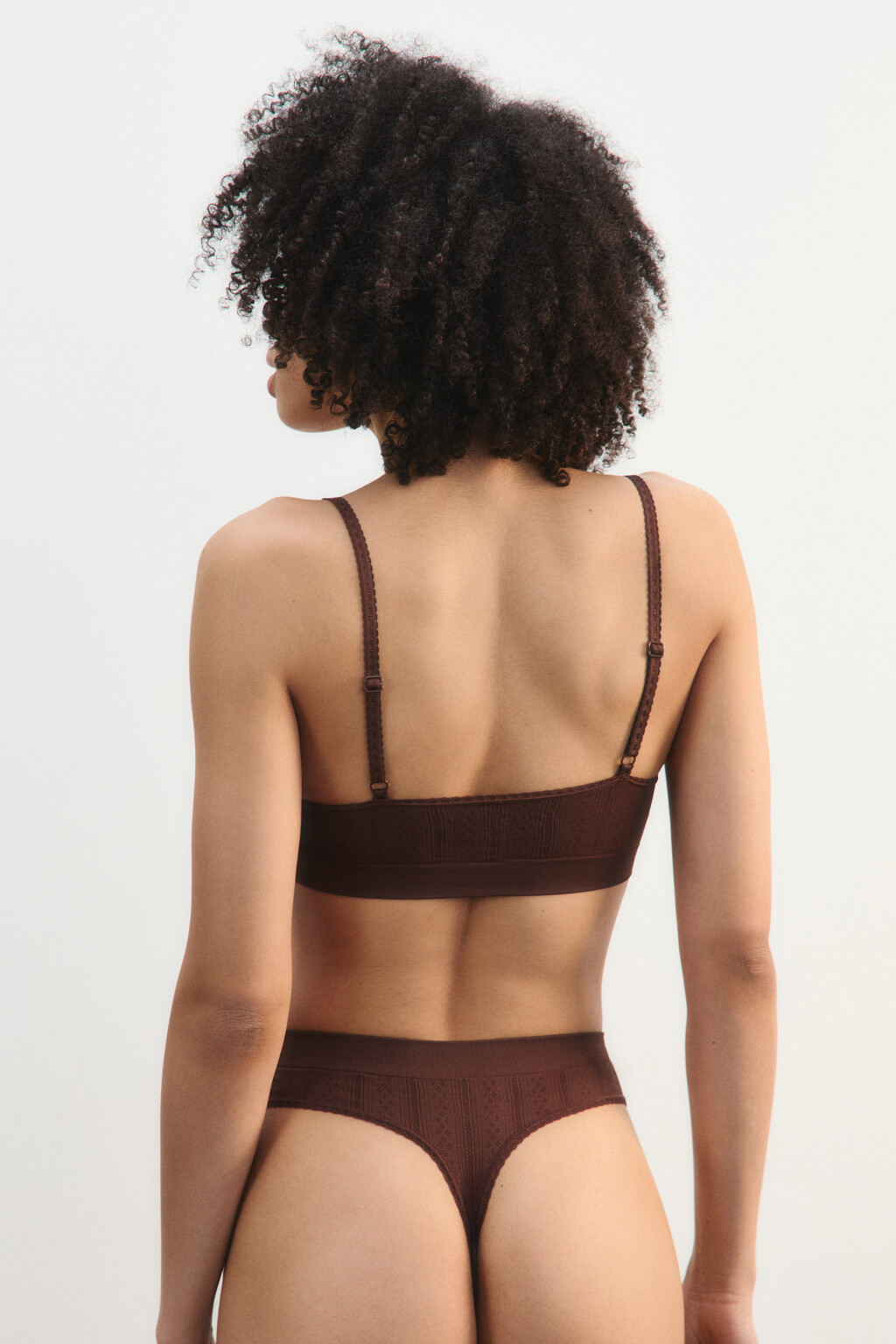 Бюстгальтер-топ бесшовный ажурный - цвет коричневый - 3