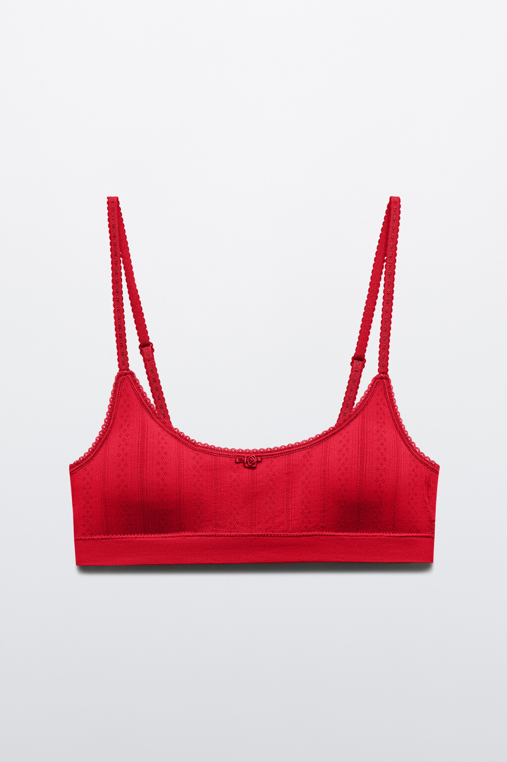 Бюстгальтер-топ бесшовный ажурный - цвет красный - 1