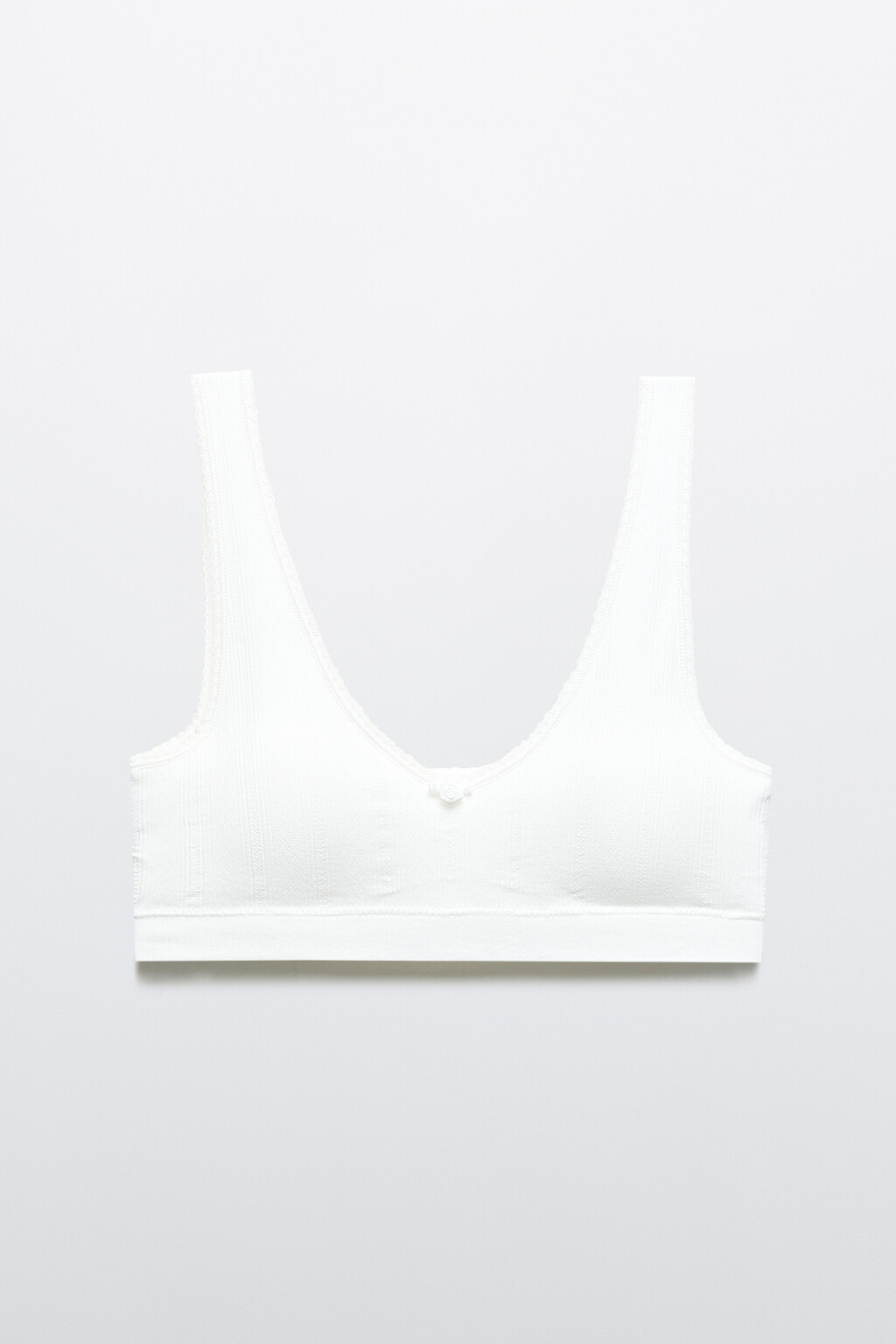 Бюстгальтер-топ бесшовный ажурный - цвет белый - 1