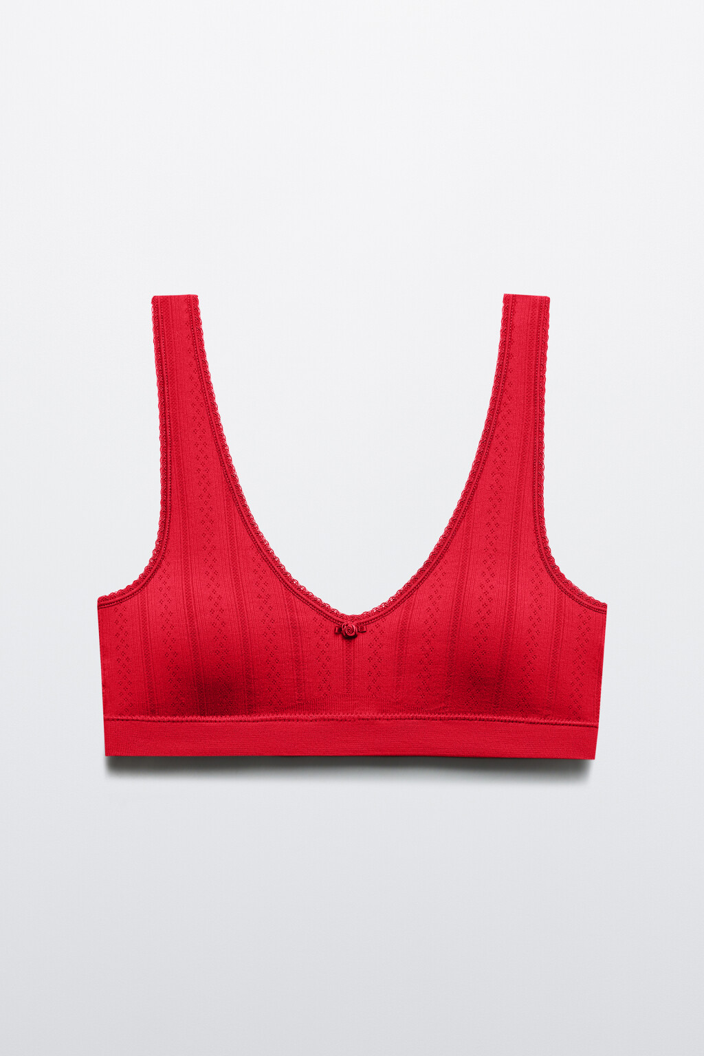 Бюстгальтер-топ бесшовный ажурный - цвет красный - 1