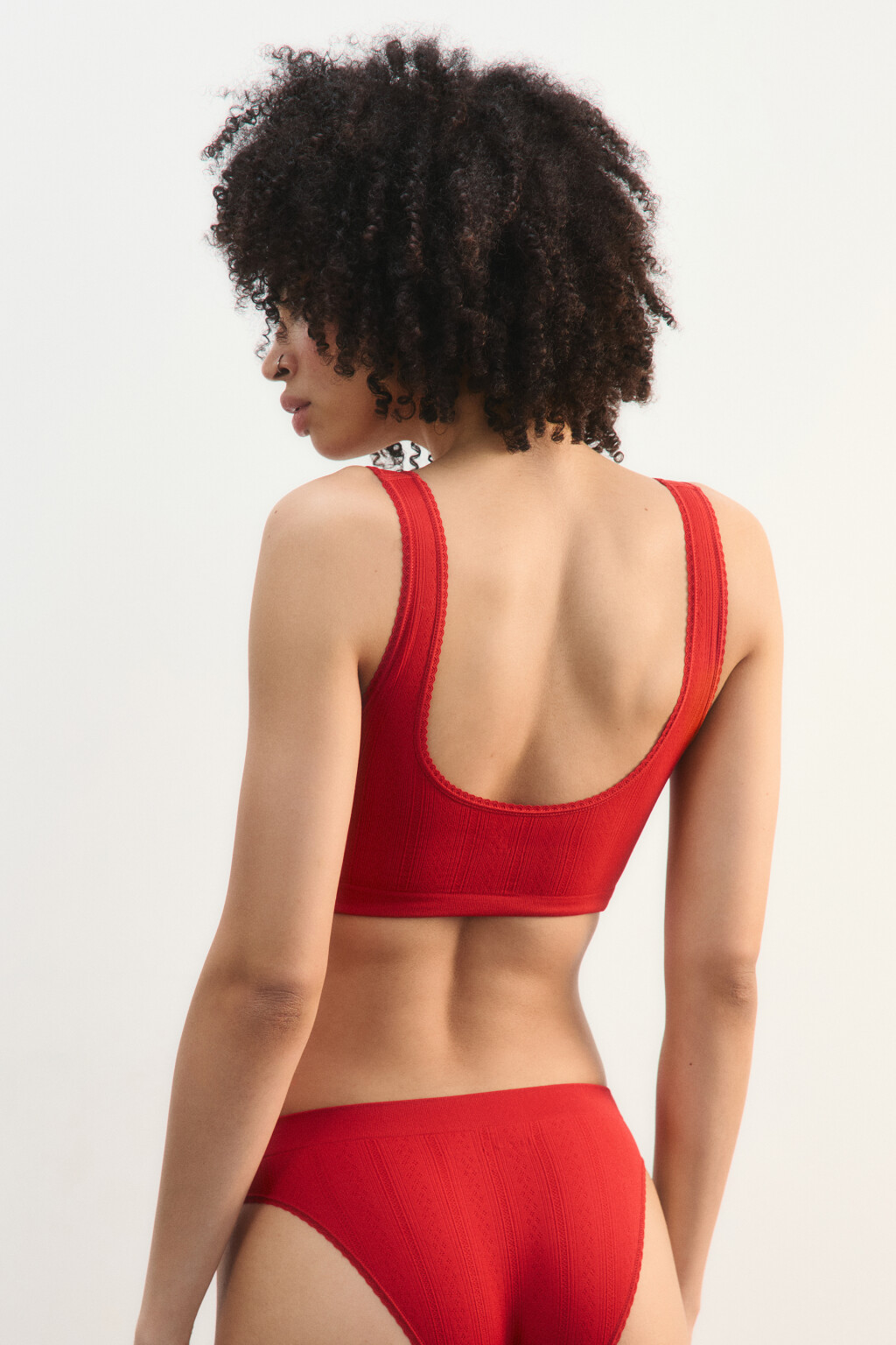 Бюстгальтер-топ бесшовный ажурный - цвет красный - 3