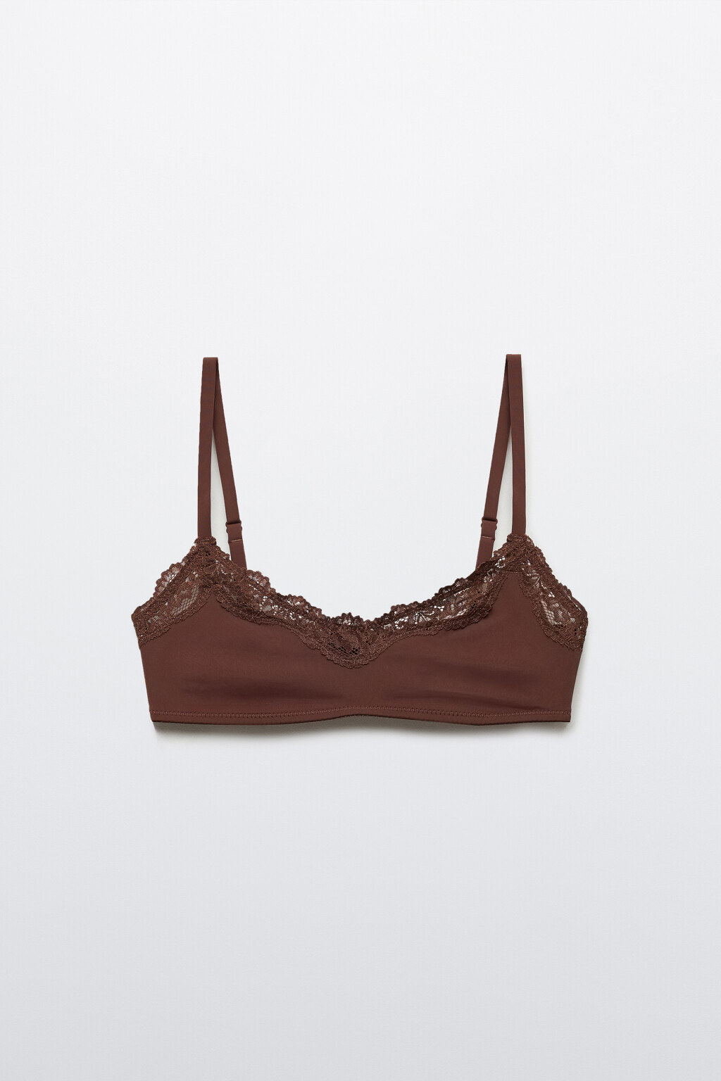 Бюстгальтер-бралетт с кружевом - цвет коричневый - 5