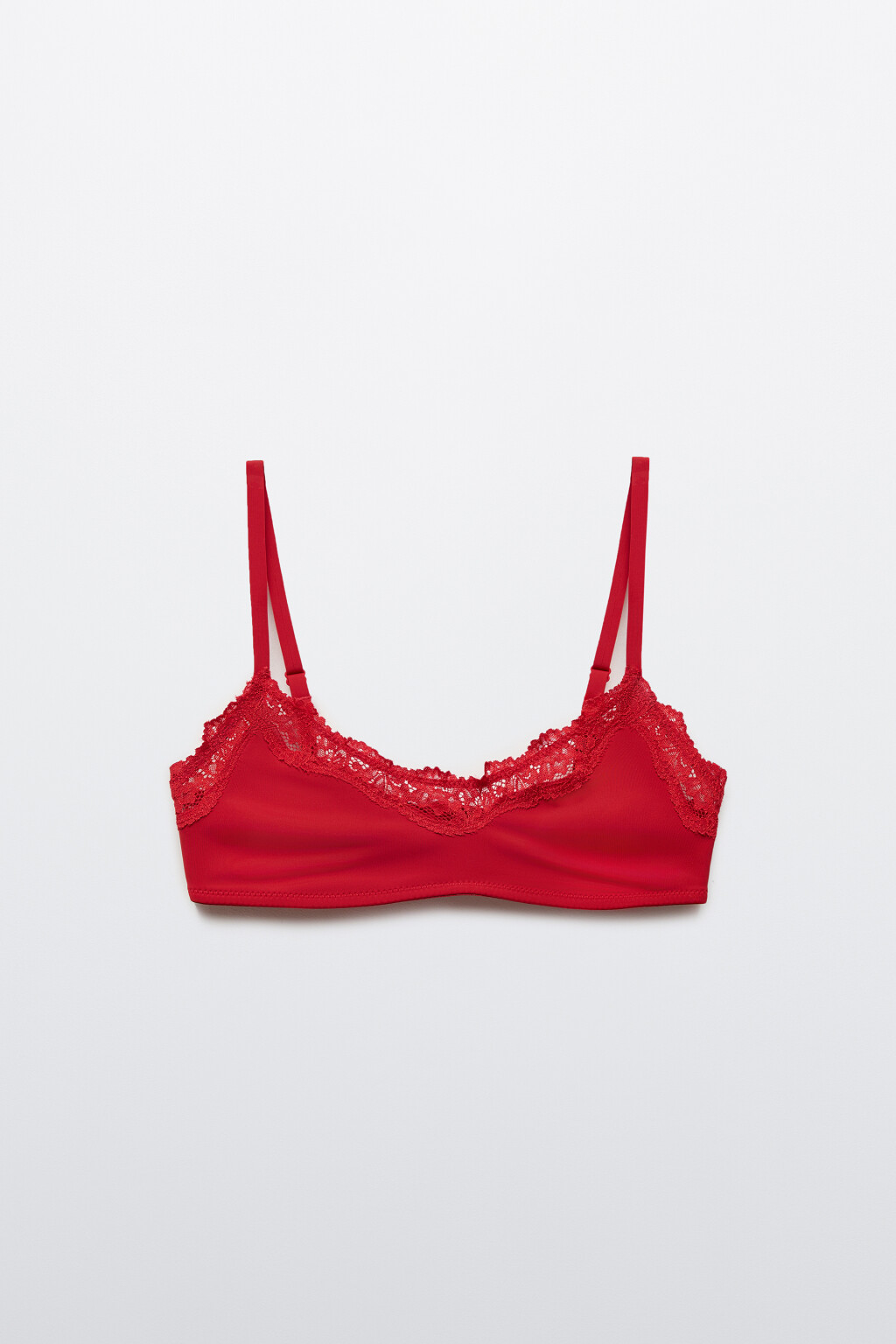 Бюстгальтер-бралетт с кружевом - цвет красный - 5
