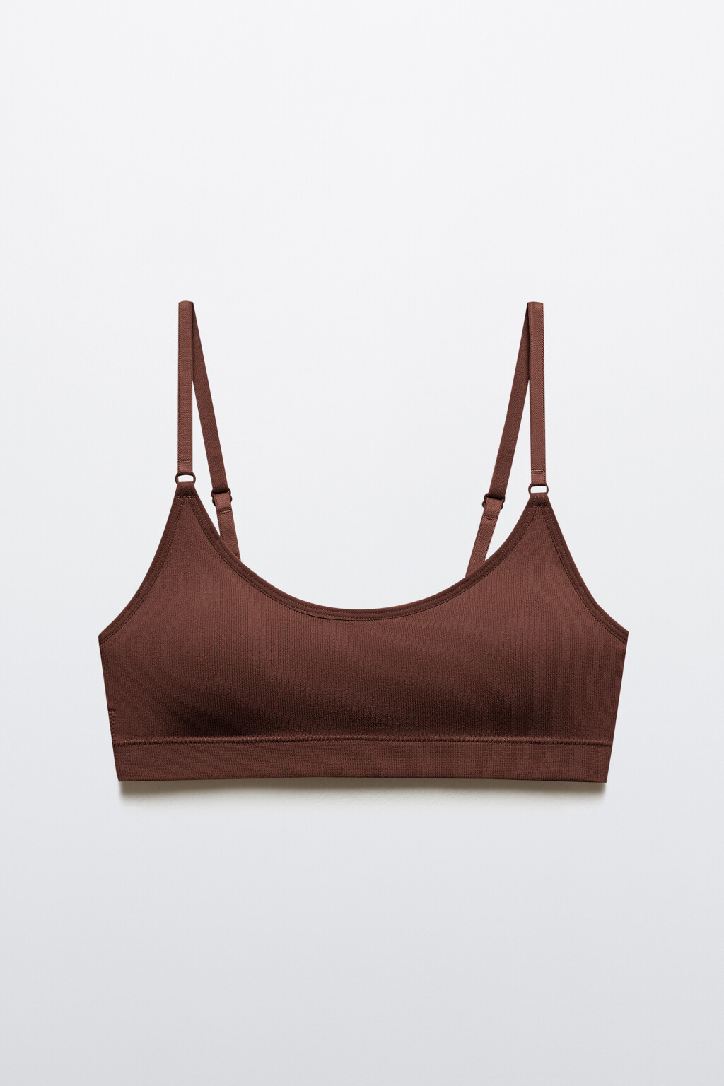 Бюстгальтер-топ бесшовный в рубчик - цвет коричневый - 5
