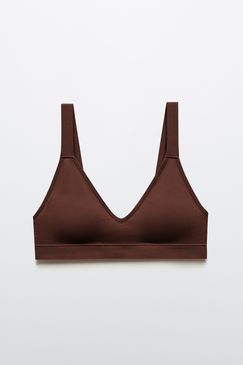 Бюстгальтер-топ бесшовный в рубчик - цвет коричневый - 5