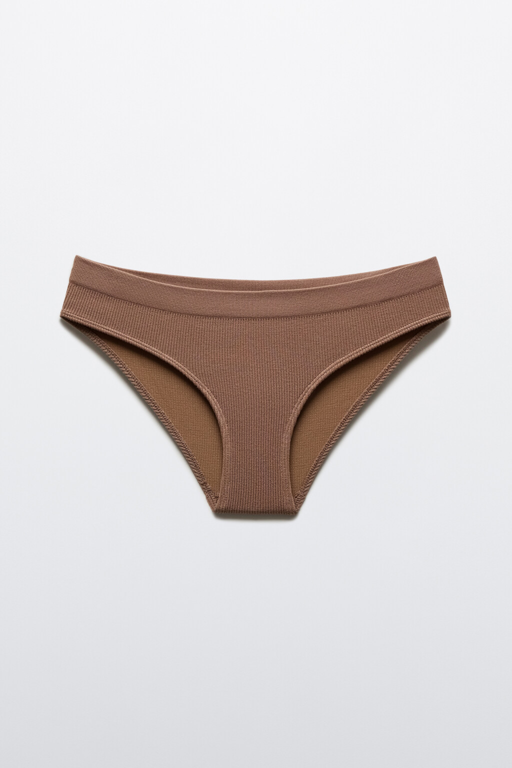 Трусы-слипы бесшовные в рубчик - цвет коричневый - 5