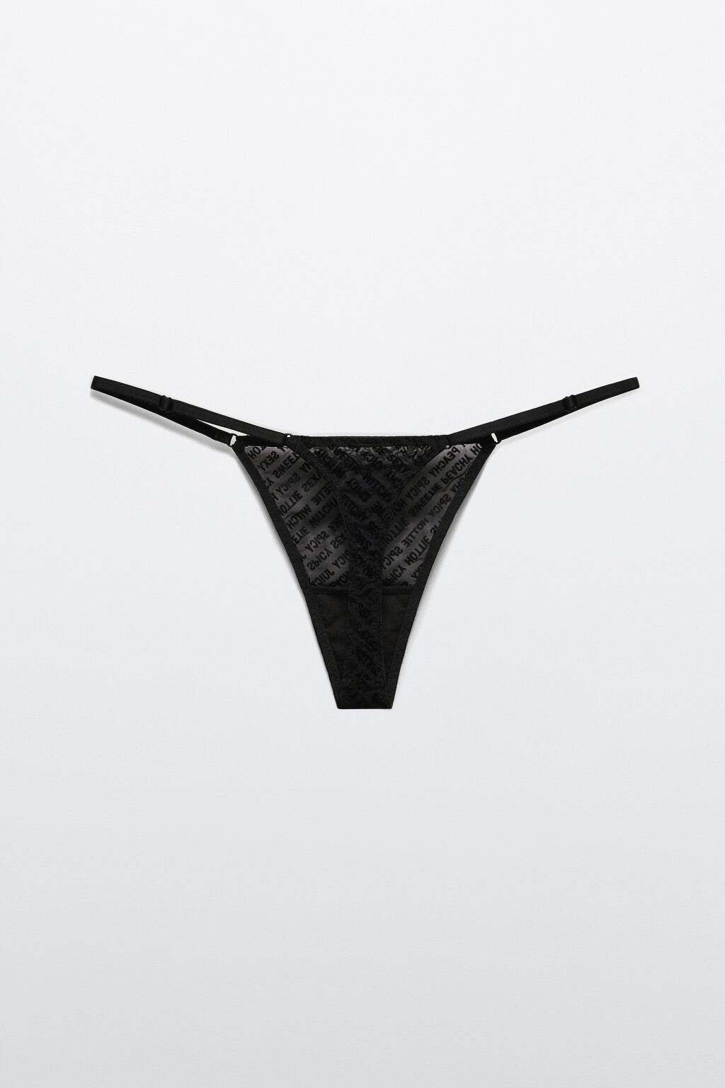 Трусы-стринги из сетки с принтом - цвет черный - 6