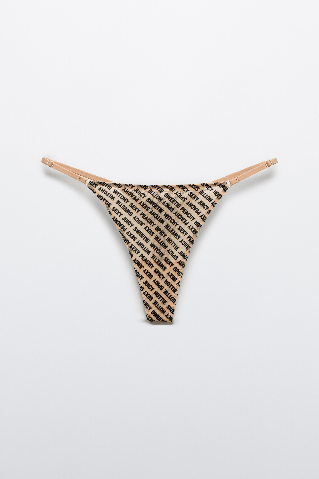 Трусы-стринги из сетки с принтом - цвет бежевый - 5