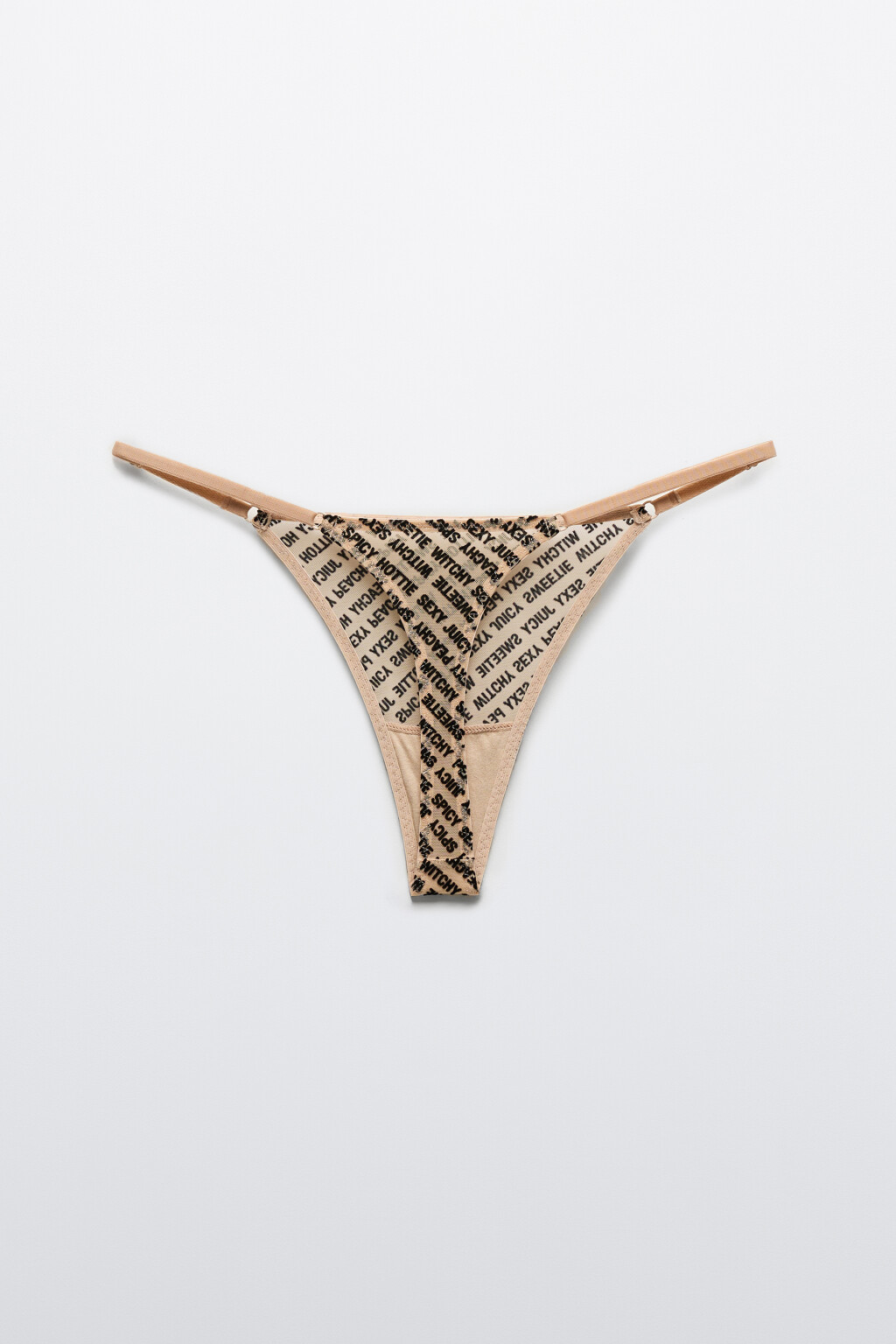 Трусы-стринги из сетки с принтом - цвет бежевый - 6