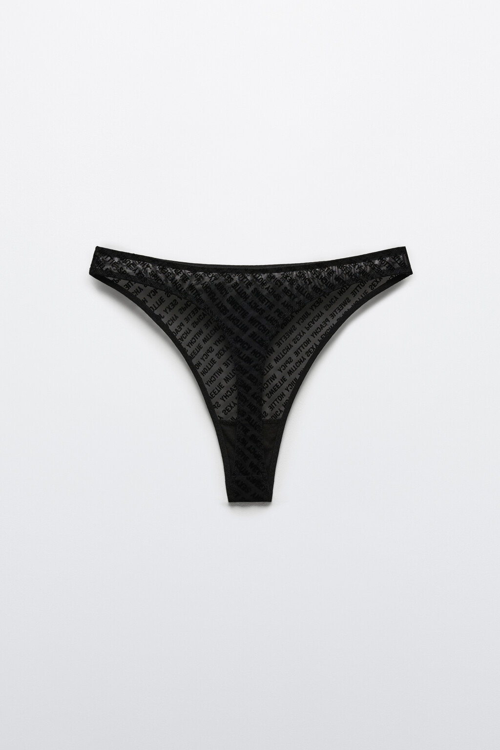 Трусы-стринги из сетки с принтом - цвет черный - 6